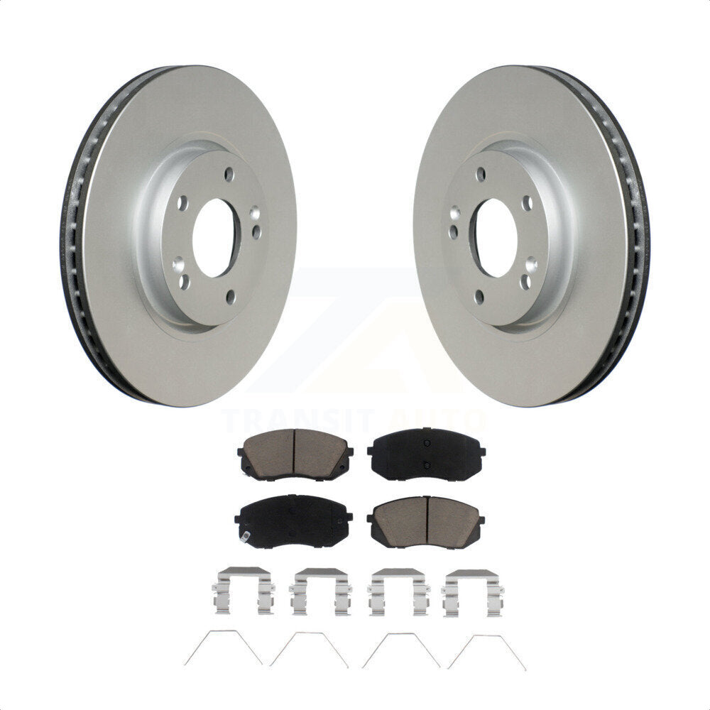 Transit Auto - Front Coated Disc Brake Rotors And Ceramic Pads Kit For 2017-2019 Kia Soul EV KGC-100357