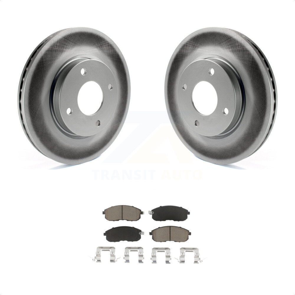 Transit Auto - Front Coated Disc Brake Rotors And Ceramic Pads Kit For Nissan Sentra Versa Cube KGC-100432