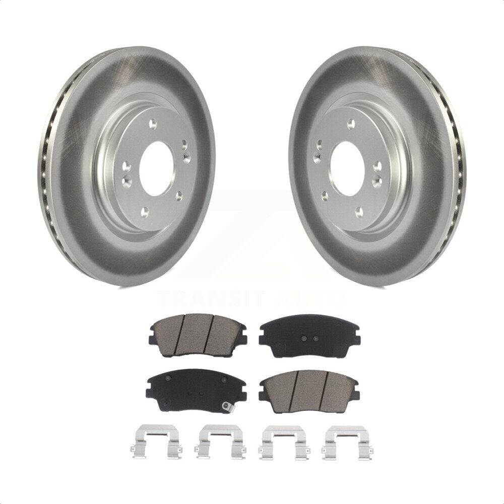 Transit Auto - Front Coated Disc Brake Rotors And Ceramic Pads Kit For Hyundai Elantra Tucson Kia Sportage KGC-100445