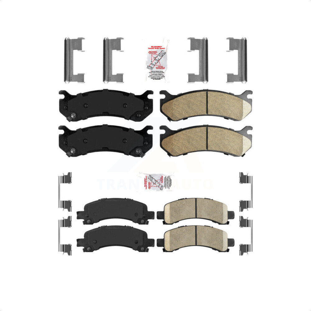 AmeriBRAKES Front Rear Ceramic Disc Brake Pads Kit For Chevrolet Tahoe GMC Suburban 1500 Avalanche Yukon XL Cadillac Escalade Express Savana KNF-100068
