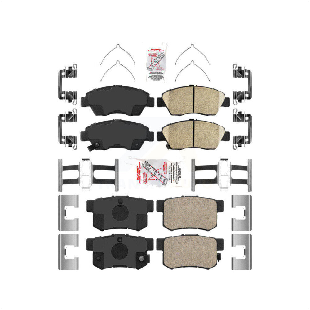 AmeriBRAKES Front Rear Ceramic Disc Brake Pads Kit For Honda Civic Acura RSX ILX KNF-100109
