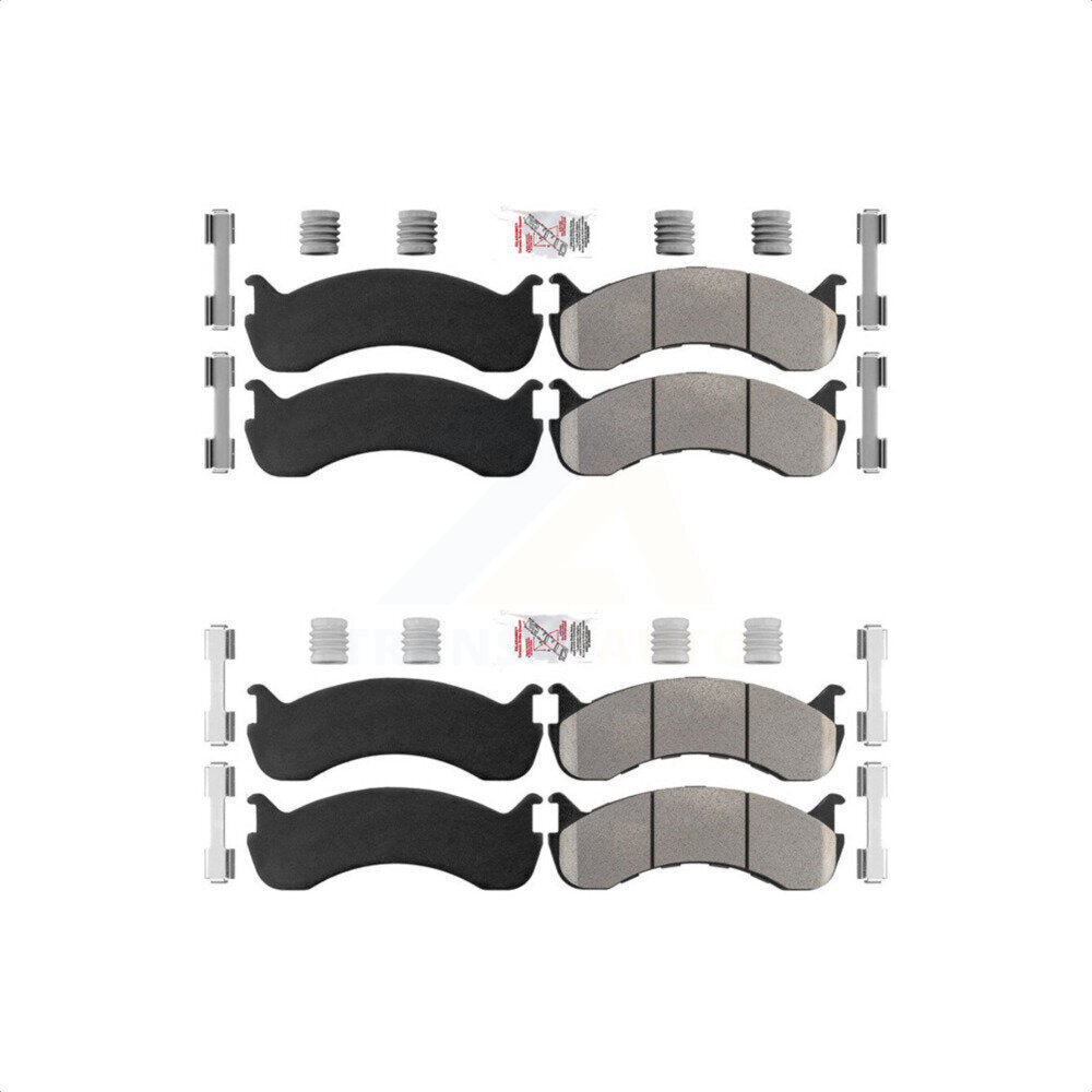 AmeriBRAKES Front Rear Semi-Metallic Disc Brake Pads Kit For 2007-2009 2011 Ford F-53 Motorhome Chassis 24000lbs To 26000lbs GVW KNF-100129
