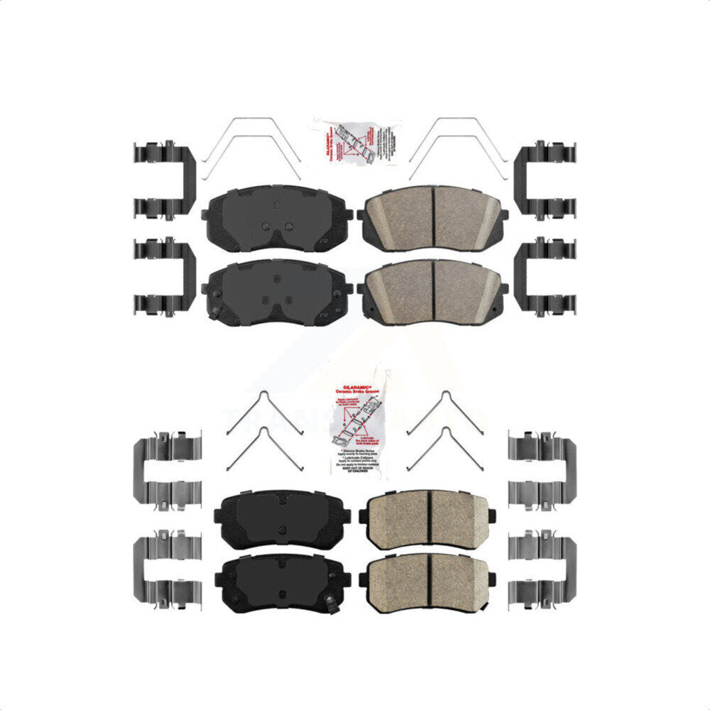 AmeriBRAKES Front Rear Ceramic Disc Brake Pads Kit For Kia Optima With Manual Parking KNF-100193