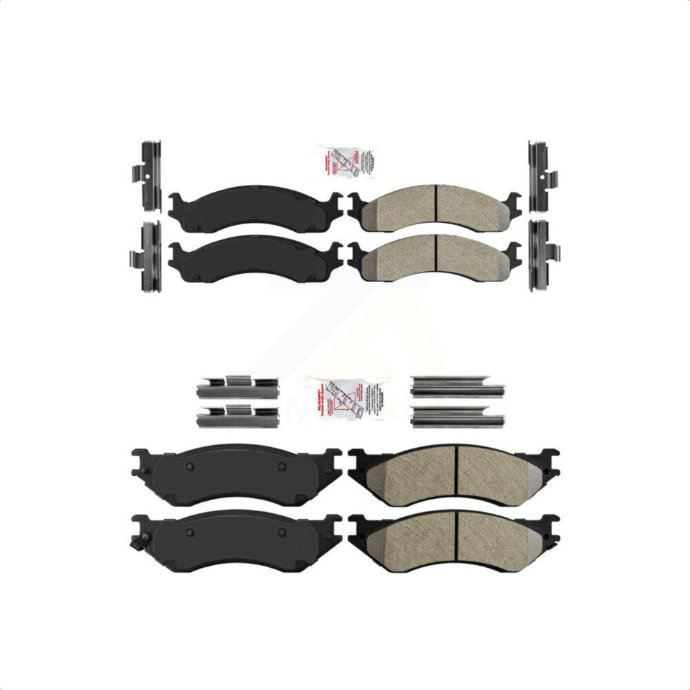 AmeriBRAKES Front Rear Semi-Metallic Disc Brake Pads Kit For 2001-2002 Dodge Ram 2500 3500 KNF-100463