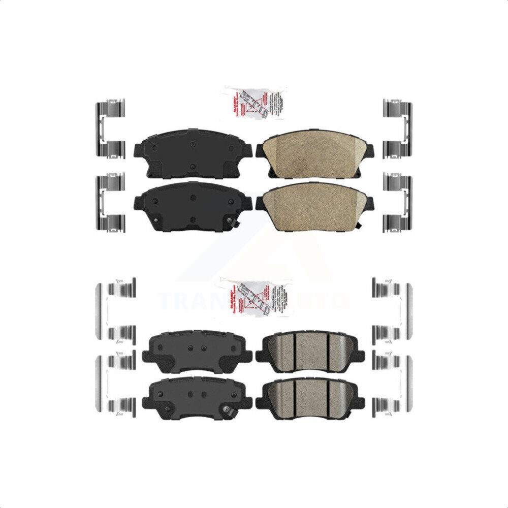 AmeriBRAKES Front Rear Ceramic Disc Brake Pads Kit For 2014-2015 Cadillac ATS With 300mm Diameter Rotor KNF-100571