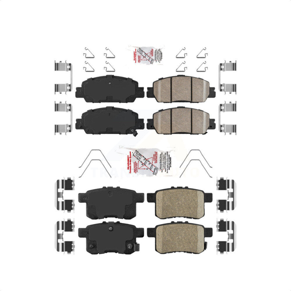 AmeriBRAKES Front Rear Ceramic Disc Brake Pads Kit For 2016-2017 Honda Accord LX-S KNF-100694