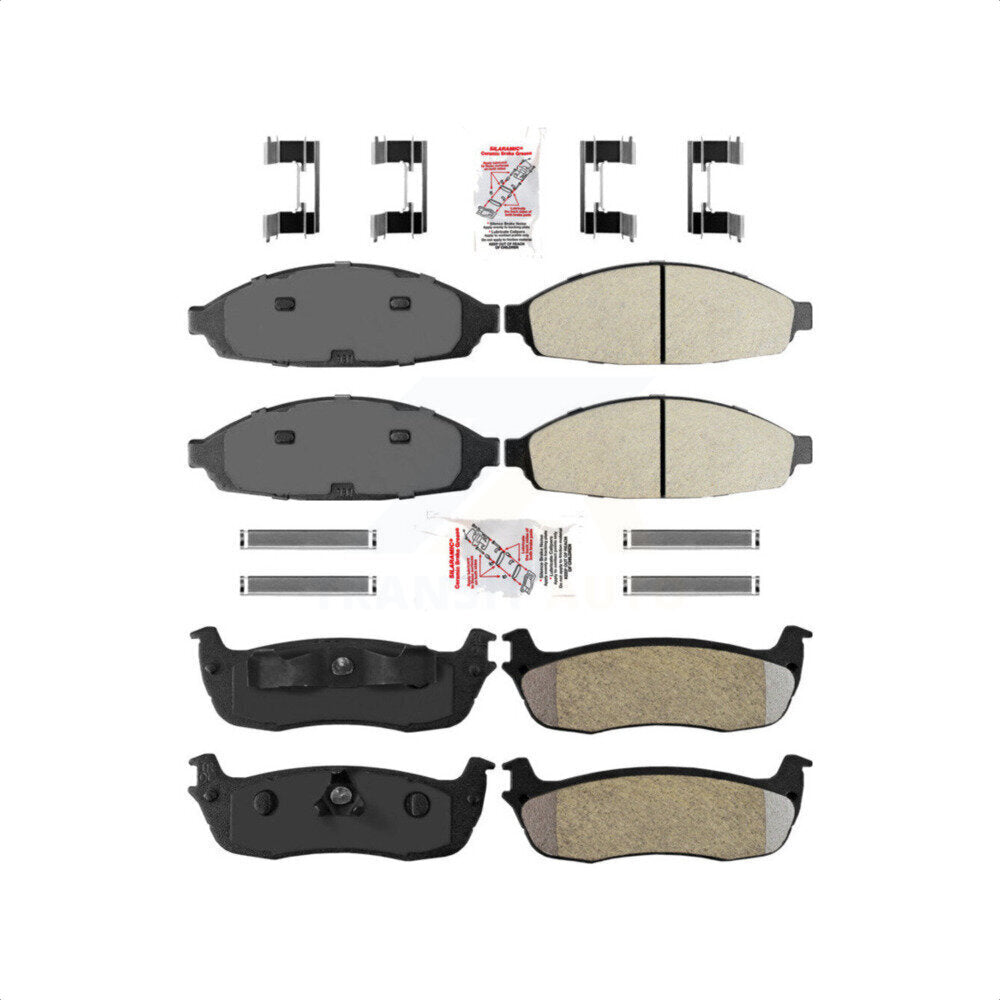 AmeriBRAKES Front Rear Semi-Metallic Disc Brake Pads Kit For 2003-2010 Lincoln Town Car Limousine KNF-101134