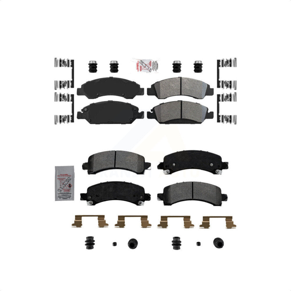 AmeriBRAKES Front Rear Semi-Metallic Disc Brake Pads Kit For 2009-2014 Chevrolet Express 1500 GMC Savana KNF-101259
