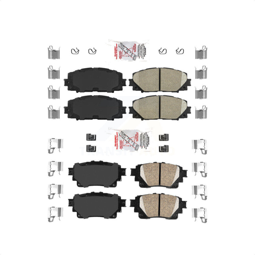 AmeriBRAKES Front Rear Ceramic Disc Brake Pads Kit For 2020-2022 Toyota Corolla FULL HYBRID EV-GAS (FHEV) engine With Electric Parking KNF-101299