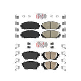 AmeriBRAKES Front Rear Ceramic Disc Brake Pads Kit For 2020-2022 Toyota Corolla FULL HYBRID EV-GAS (FHEV) engine With Electric Parking KNF-101299