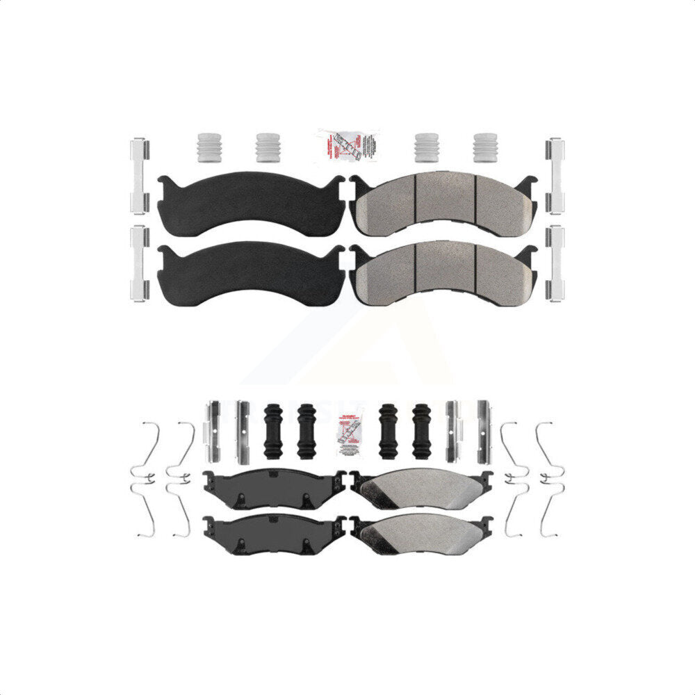 AmeriBRAKES Front Rear Semi-Metallic Disc Brake Pads Kit For Ford F-59 Commercial Stripped Chassis F-53 Motorhome 24000lbs To 26000lbs GVW KNF-101347