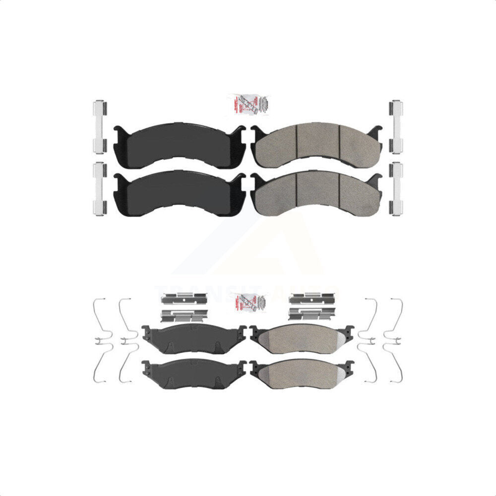 AmeriBRAKES Front Rear Semi-Metallic Disc Brake Pads Kit For Ford F-59 Commercial Stripped Chassis F-53 Motorhome 24000lbs To 26000lbs GVW KNF-101348