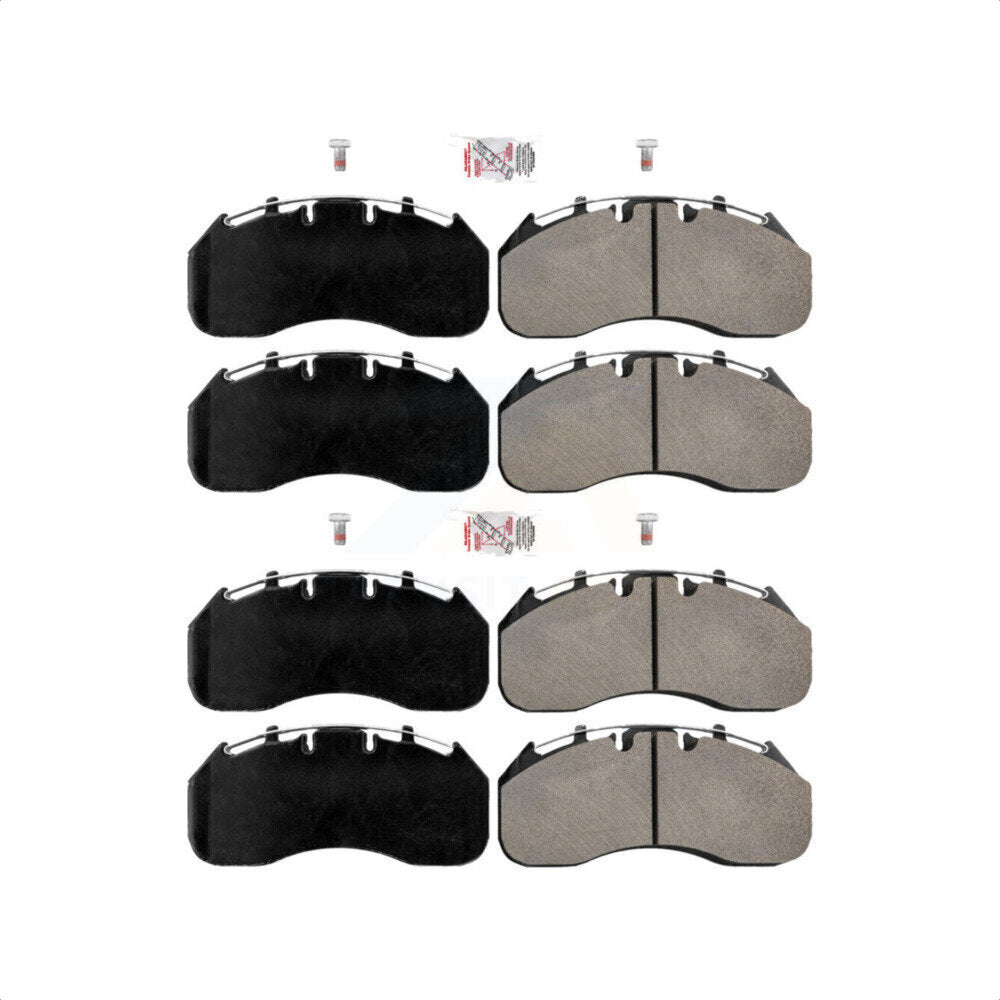 AmeriBRAKES Front Rear Semi-Metallic Disc Brake Pads Kit For Prevost Motor Coach Industries XL2 D4005 X3 Meritor EX225H2 KNF-101477