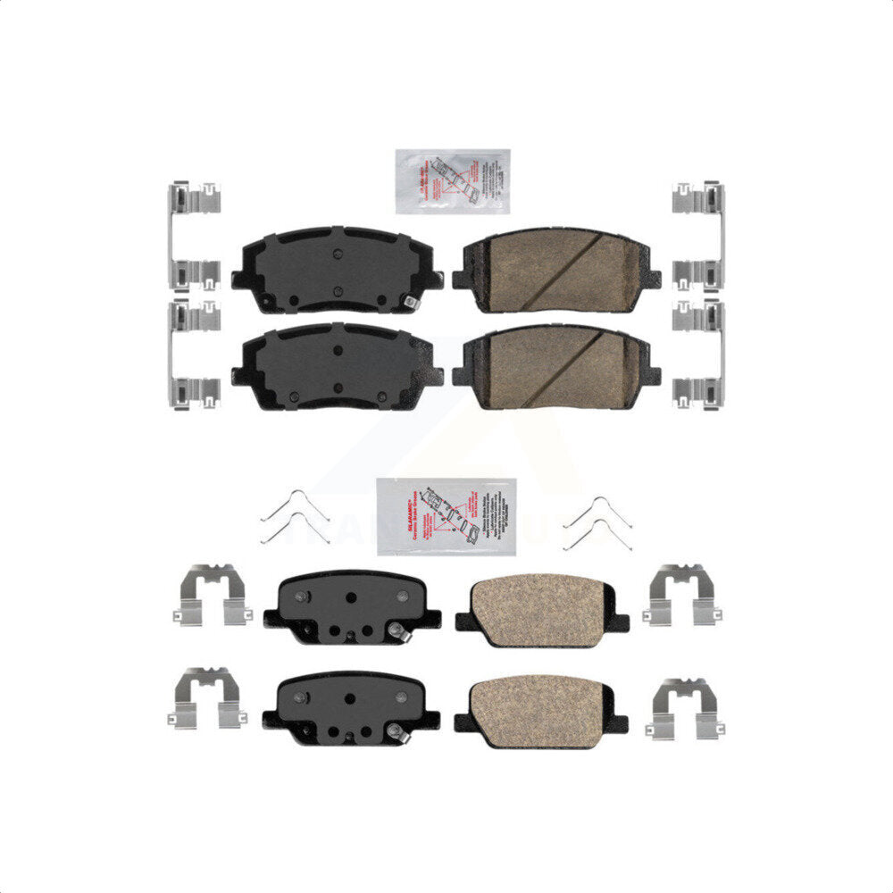 AmeriBRAKES Front Rear Ceramic Disc Brake Pads Kit For Kia Telluride Hyundai Palisade KNF-101478