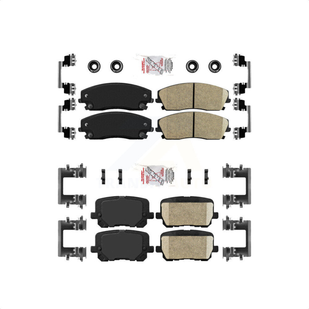AmeriBRAKES Front Rear Ceramic Disc Brake Pads Kit For 2014-2018 Dodge Charger Pursuit with RWD 3.6L 370mm Rotor KNF-101480