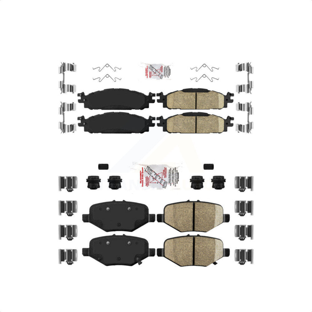 AmeriBRAKES Front Ceramic Rear Semi-Metallic Disc Brake Pads Kit For 2016 Ford Explorer Base With Heavy Duty Brakes KNF-101490