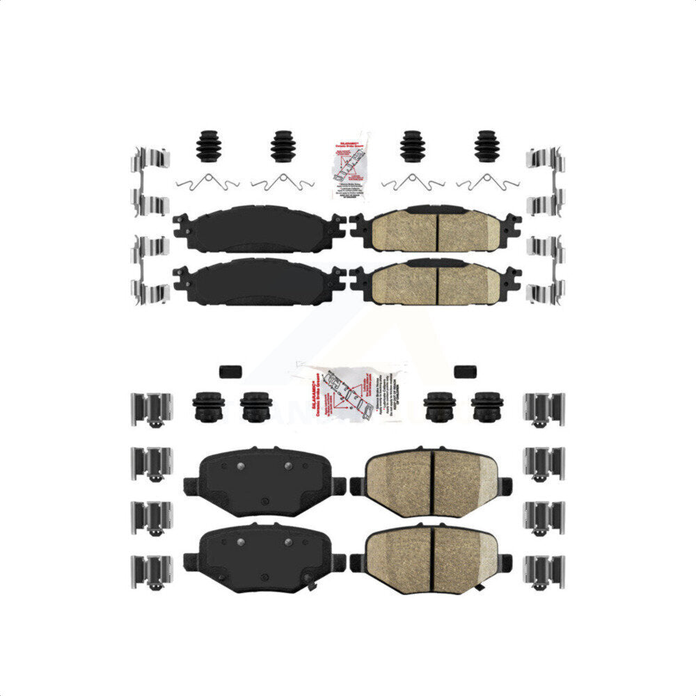 AmeriBRAKES Front Ceramic Rear Semi-Metallic Disc Brake Pads Kit For 2016 Ford Explorer Base With Heavy Duty Brakes KNF-101492