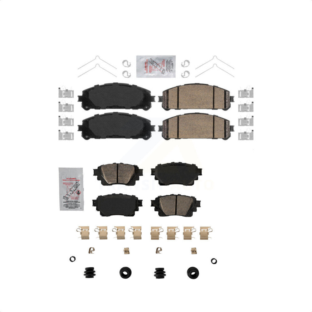 AmeriBRAKES Front Rear Ceramic Disc Brake Pads Kit For 2020 Toyota Highlander With Electric Parking KNF-101527
