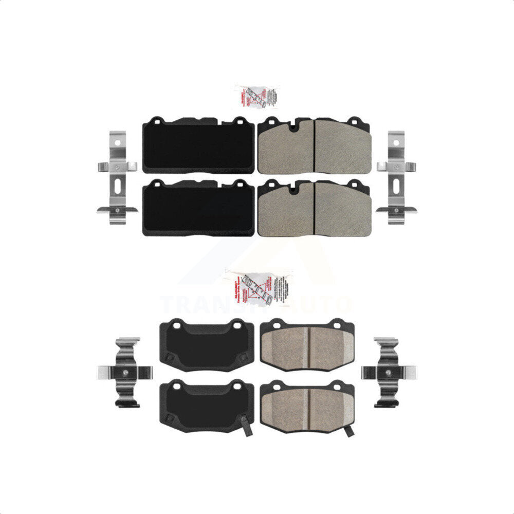 AmeriBRAKES Front Semi-Metallic Rear Ceramic Disc Brake Pads Kit For 2019 Chevrolet Corvette Stingray With Composite Brakes KNF-101533