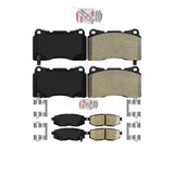 AmeriBRAKES Front Semi-Metallic Rear Ceramic Disc Brake Pads Kit For 2017 Subaru BRZ Base With Brembo Brakes KNF-101554