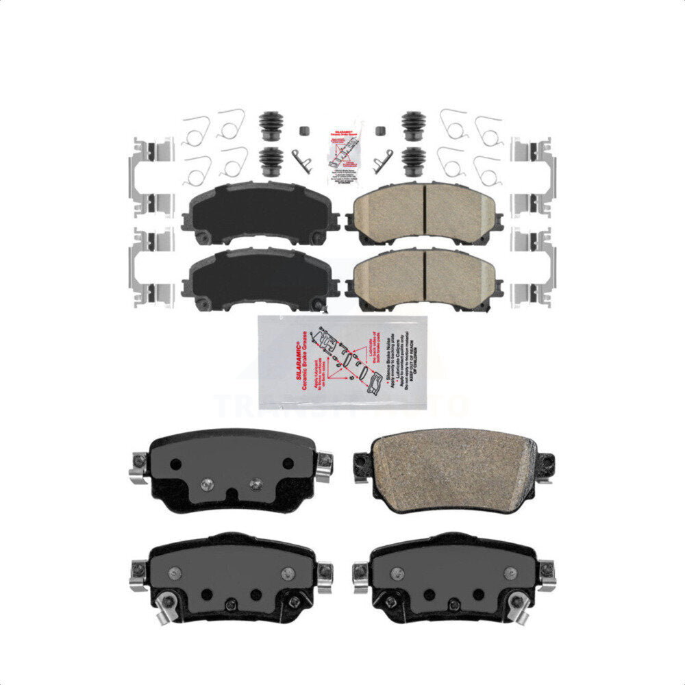 AmeriBRAKES Front Rear Ceramic Disc Brake Pads Kit For 2019 Nissan Rogue FULL HYBRID EV-GAS (FHEV) engine With Electric Parking KNF-101559