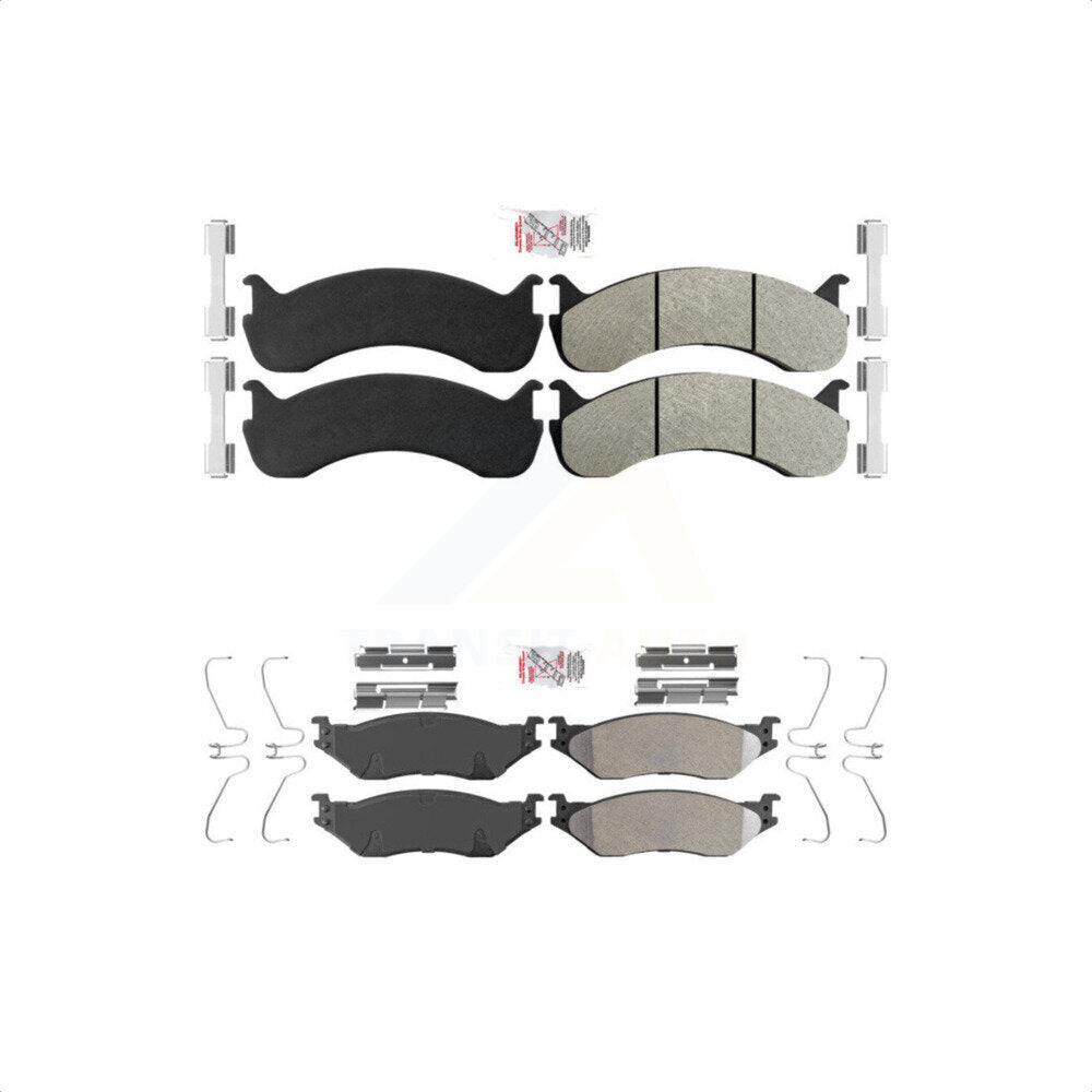 AmeriBRAKES Front Rear Semi-Metallic Disc Brake Pads Kit For 2007 Ford F-53 Motorhome Chassis 24000lbs To 26000lbs GVW KNF-101566