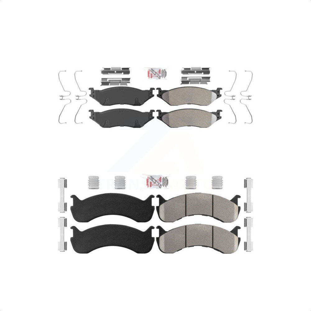 AmeriBRAKES Front Rear Semi-Metallic Disc Brake Pads Kit For 2007 Ford F-53 Motorhome Chassis 24000lbs To 26000lbs GVW KNF-101570