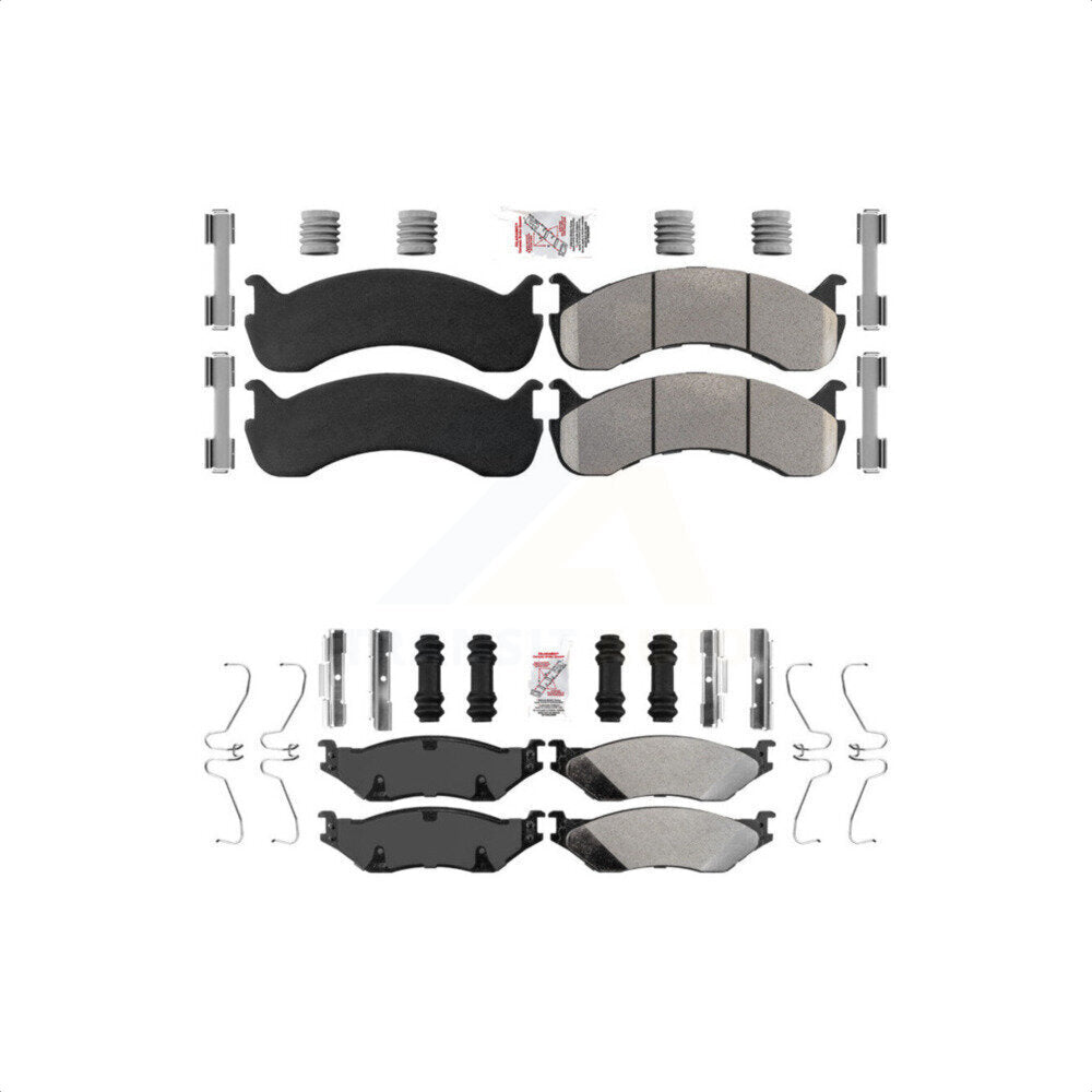 AmeriBRAKES Front Rear Semi-Metallic Disc Brake Pads Kit For 2007 Ford F-53 Motorhome Chassis 24000lbs To 26000lbs GVW KNF-101571