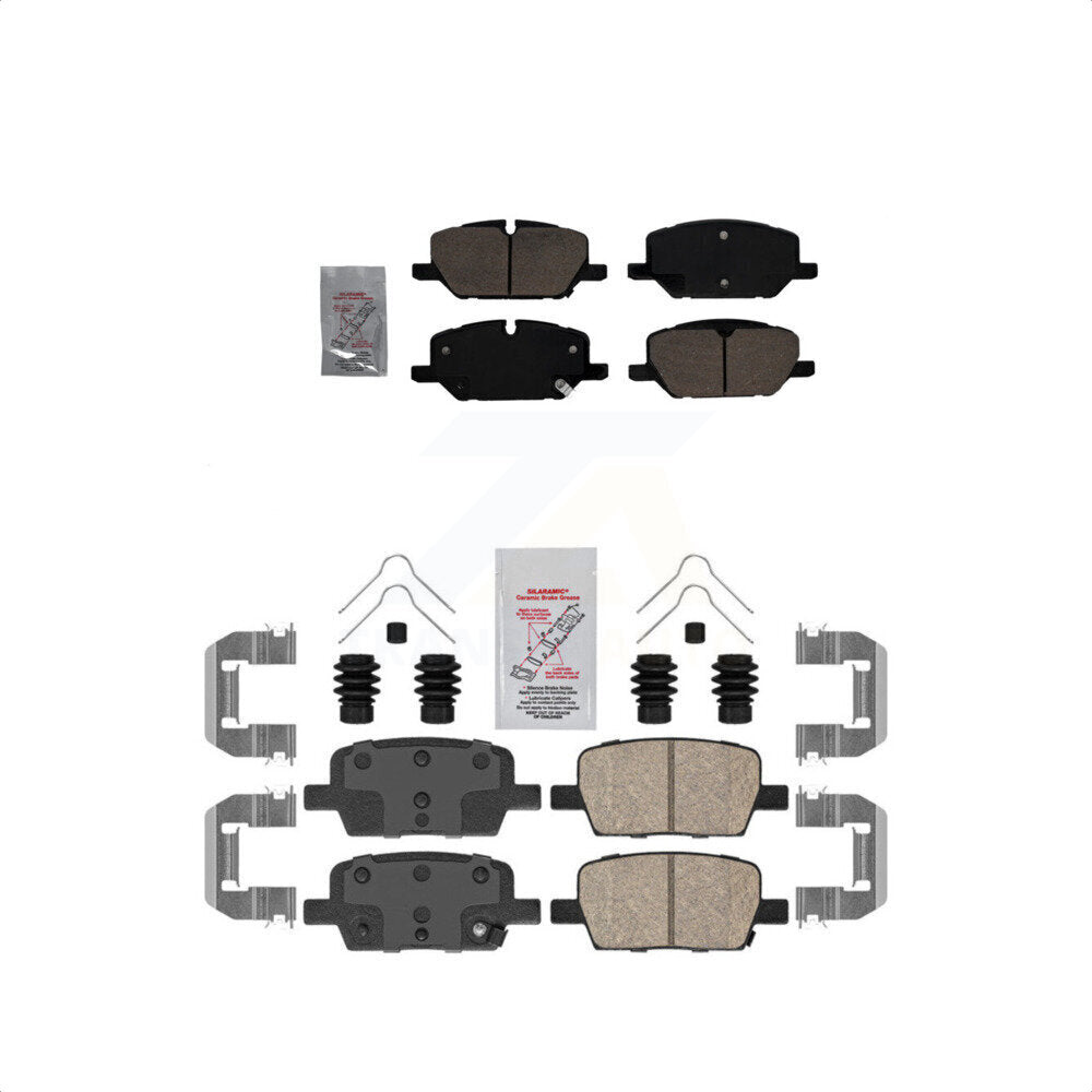 AmeriBRAKES Front Rear Ceramic Disc Brake Pads Kit For 2021-2022 Chevrolet Camaro LT LS with 2.0L KNF-101596