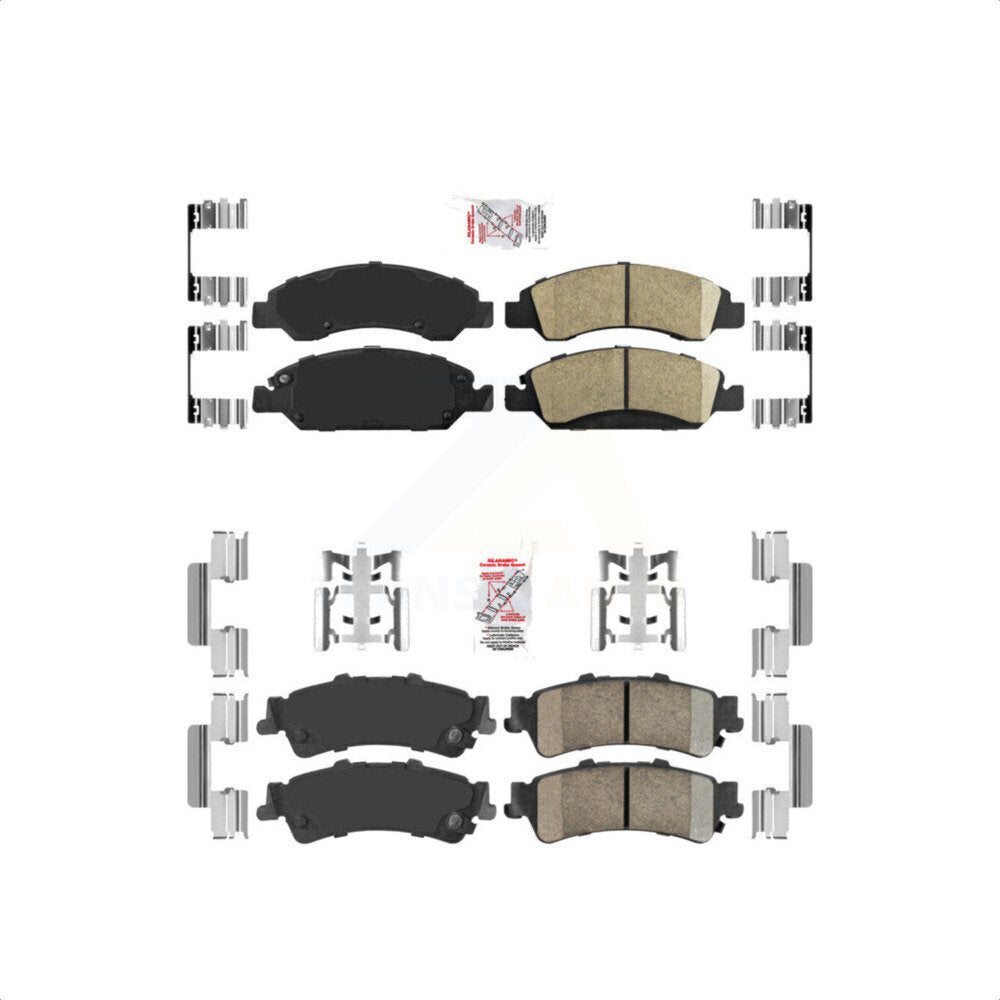 AmeriBRAKES Front Rear Ceramic Disc Brake Pads Kit For Chevrolet Silverado 1500 GMC Sierra Classic Drum rear brakes KNF-101611