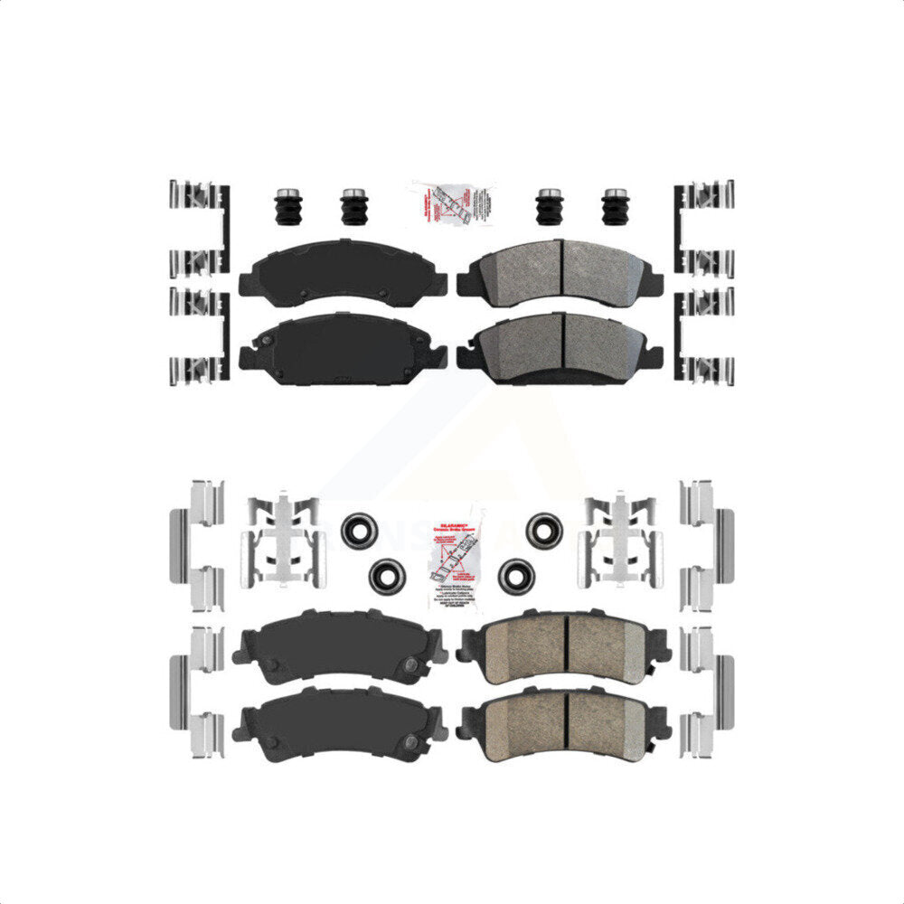AmeriBRAKES Front Semi-Metallic Rear Ceramic Disc Brake Pads Kit For Chevrolet Silverado 1500 GMC Sierra Classic Drum rear brakes KNF-101614