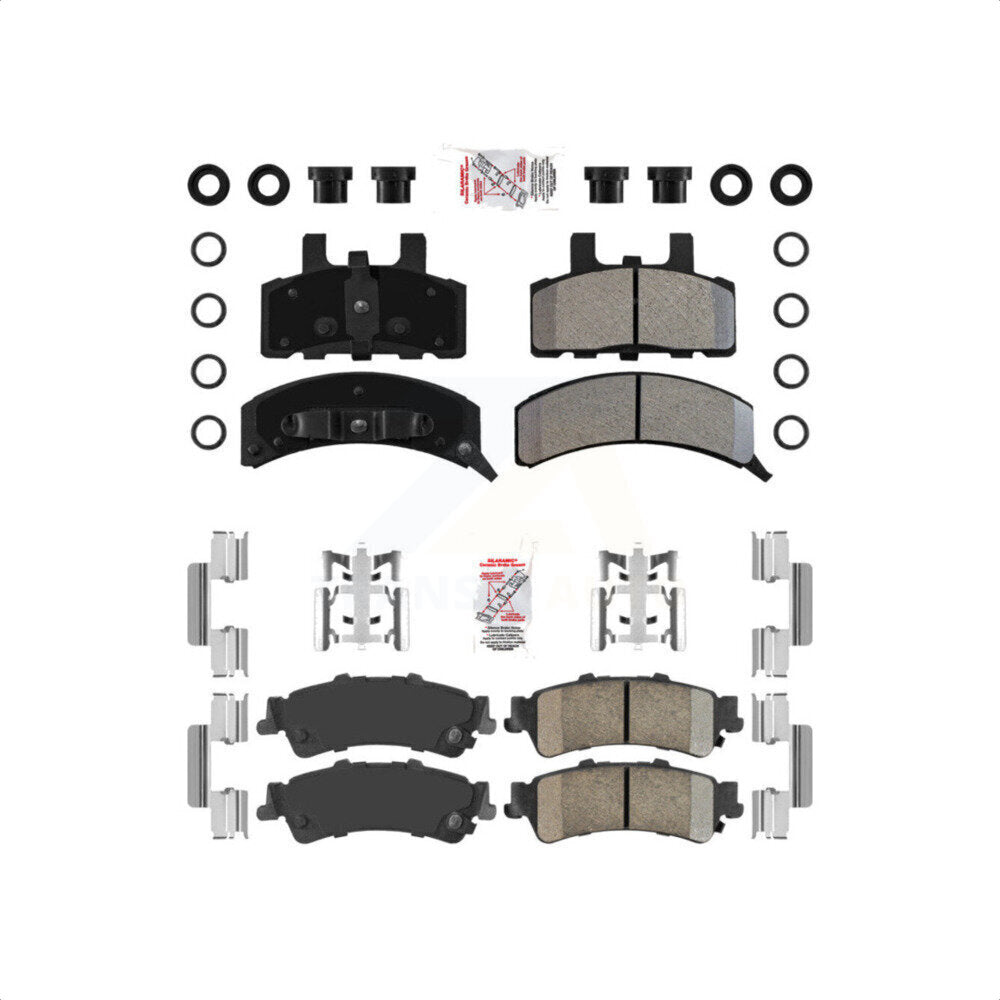 AmeriBRAKES Front Semi-Metallic Rear Ceramic Disc Brake Pads Kit For GMC Yukon Cadillac 60 Special KNF-101634