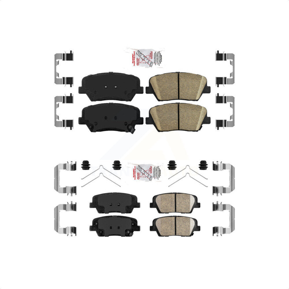 AmeriBRAKES Front Rear Ceramic Disc Brake Pads Kit For 2014-2015 Kia Sorento With Red Painted Calipers KNF-101646