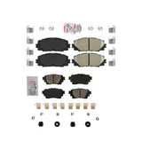 AmeriBRAKES Front Rear Ceramic Disc Brake Pads Kit For 2020-2022 Toyota Corolla FULL HYBRID EV-GAS (FHEV) engine With Electric Parking KNF-101663