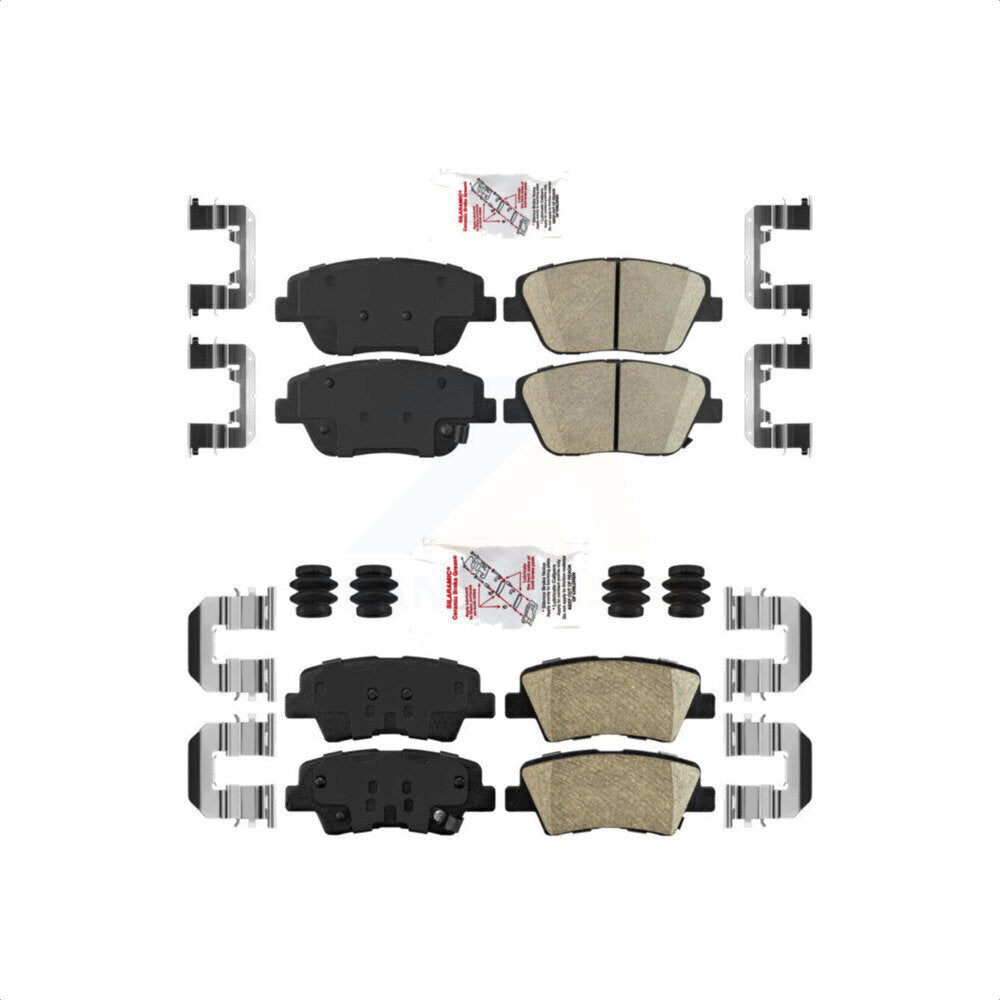 AmeriBRAKES Front Rear Ceramic Disc Brake Pads Kit For 2016 Kia Optima Hybrid EX LX Premium With Manual Parking KNF-101678