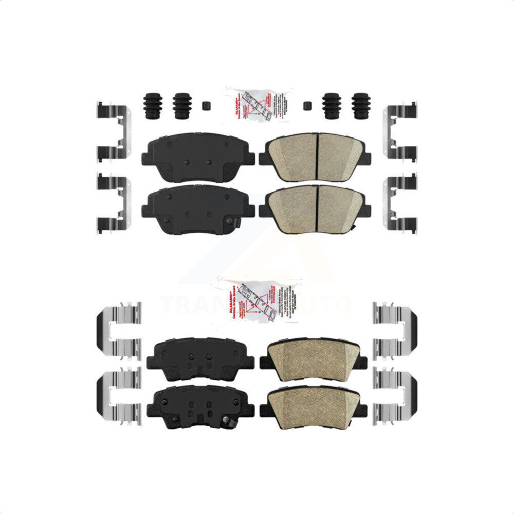AmeriBRAKES Front Rear Ceramic Disc Brake Pads Kit For 2016 Kia Optima Hybrid EX LX Premium With Manual Parking KNF-101679