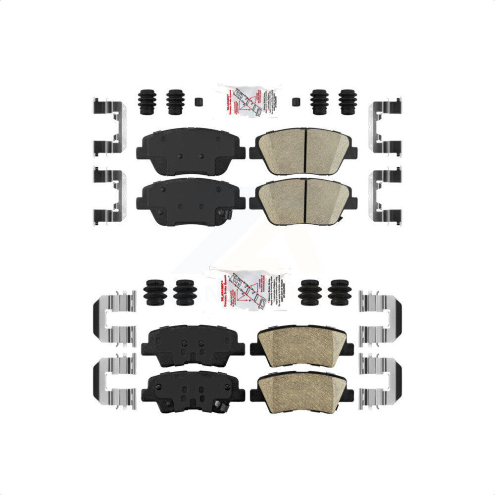 AmeriBRAKES Front Rear Ceramic Disc Brake Pads Kit For 2016 Kia Optima Hybrid EX LX Premium With Manual Parking KNF-101680