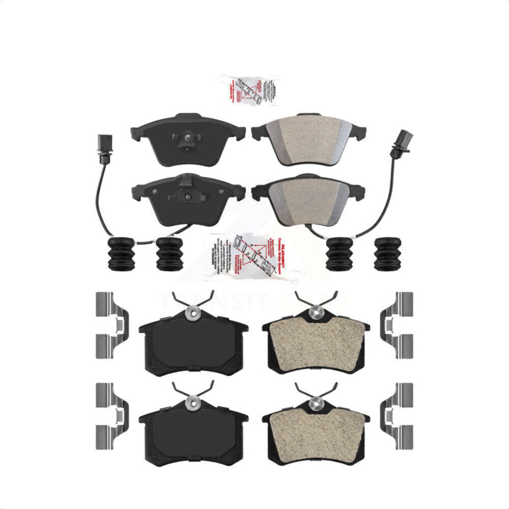 AmeriBRAKES Front Rear Semi-Metallic Disc Brake Pads Kit For 2004 Audi A6 Quattro With 321mm Diameter Rotor KNF-101689