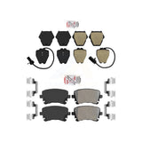 AmeriBRAKES Front Rear Semi-Metallic Disc Brake Pads Kit For 2003-2004 Audi RS6 With 321mm Diameter Rotor KNF-101693