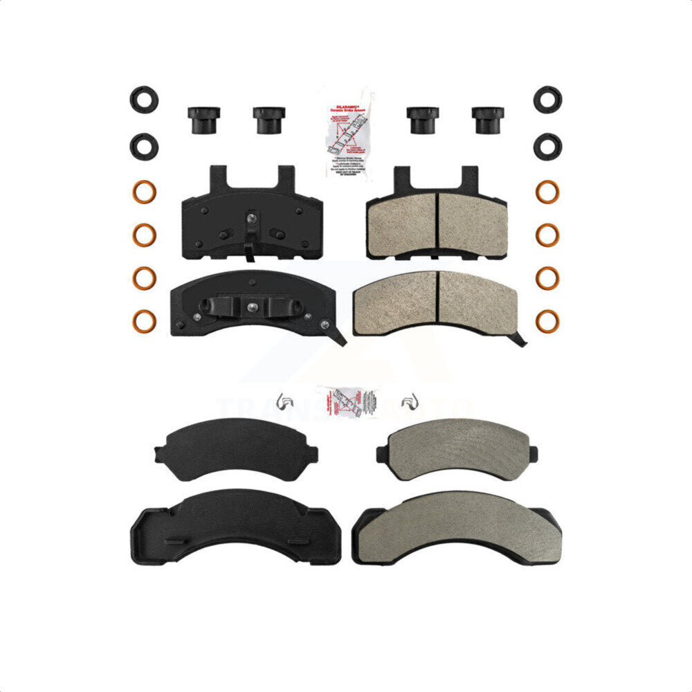 AmeriBRAKES Front Rear Semi-Metallic Disc Brake Pads Kit For 1994 GMC C3500 DRW; From VIN# RJ107933 KNF-101704