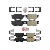 AmeriBRAKES Front Semi-Metallic Rear Ceramic Disc Brake Pads Kit For 2011 Hyundai Accent KNF-101711