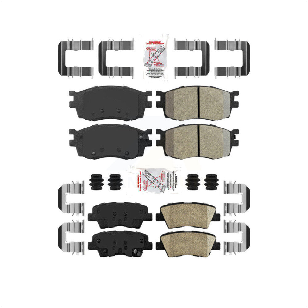 AmeriBRAKES Front Semi-Metallic Rear Ceramic Disc Brake Pads Kit For 2011 Hyundai Accent KNF-101712