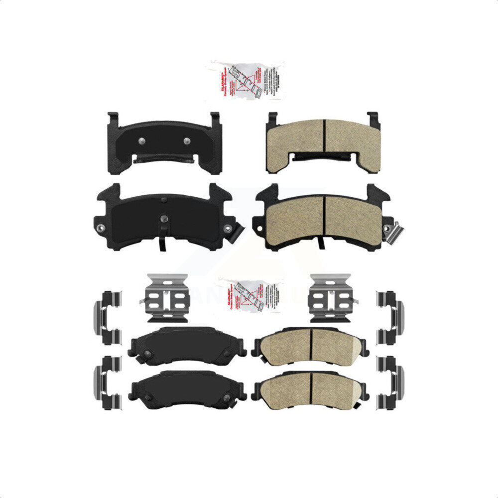 AmeriBRAKES Front Semi-Metallic Rear Ceramic Disc Brake Pads Kit For Chevrolet S10 GMC Sonoma Blazer Jimmy Isuzu Hombre KNF-101718