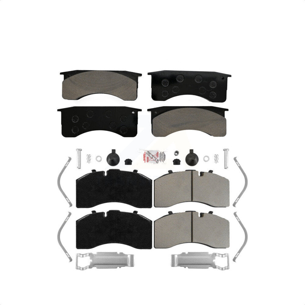 AmeriBRAKES Front Rear Semi-Metallic Disc Brake Pads Kit For 2005-2018 Blue Bird All American FE Air hand brakes Bendix Brakes ADB22X KNF-101742