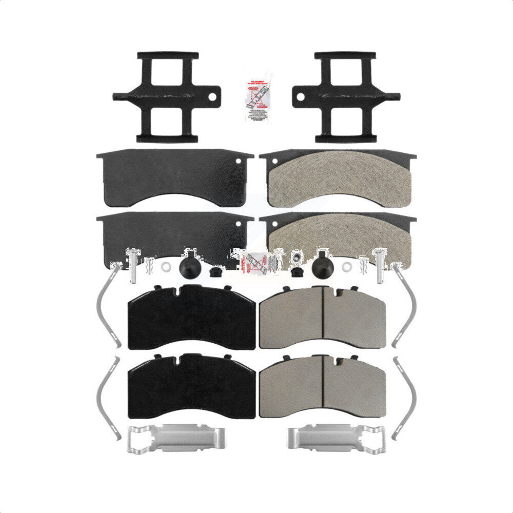 AmeriBRAKES Front Rear Semi-Metallic Disc Brake Pads Kit For 2005-2018 Blue Bird All American FE Air hand brakes Bendix Brakes ADB22X KNF-101745
