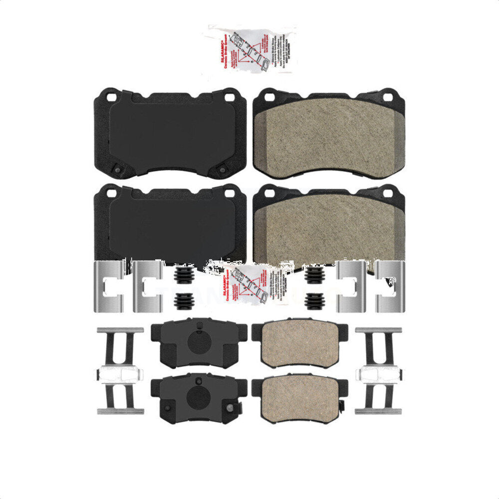 AmeriBRAKES Front Semi-Metallic Rear Ceramic Disc Brake Pads Kit For Acura TL KNF-101746
