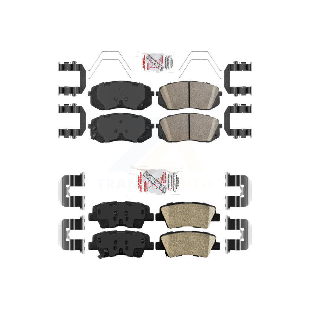 AmeriBRAKES Front Rear Ceramic Disc Brake Pads Kit For 2016 Hyundai Sonata GAS engine With Power Operated Parking KNF-101762