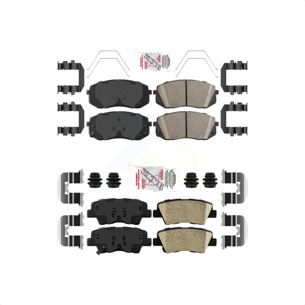 AmeriBRAKES Front Rear Ceramic Disc Brake Pads Kit For 2016 Hyundai Sonata GAS engine With Power Operated Parking KNF-101763
