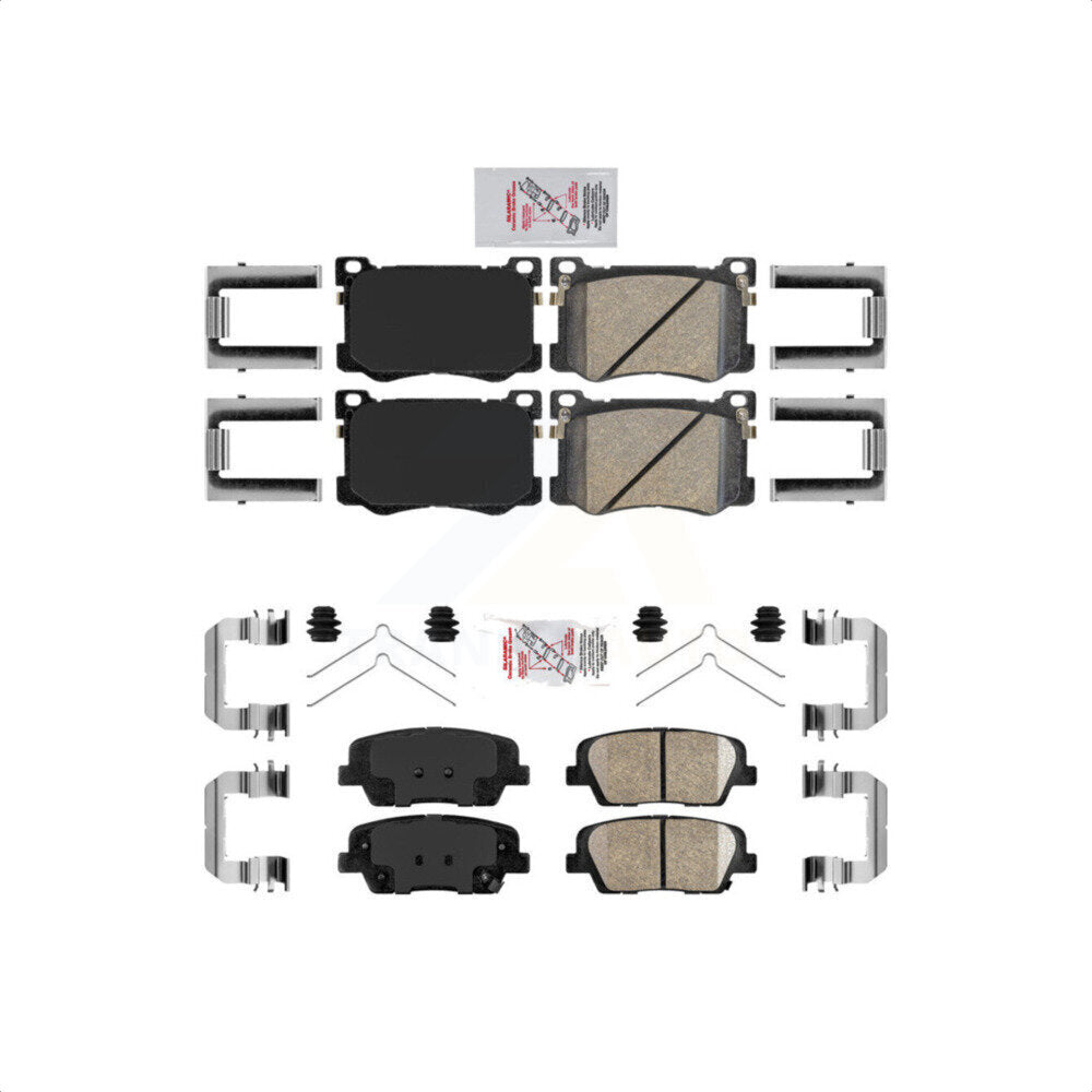 AmeriBRAKES Front Rear Ceramic Disc Brake Pads Kit For 2018 Genesis G80 3.3L with Turbocharged KNF-101766