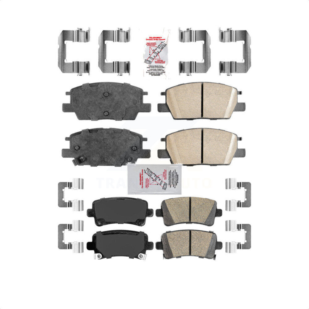 AmeriBRAKES Front Rear Ceramic Disc Brake Pads Kit For 2016 Chevrolet Malibu 296mm Rotor Carryover Model KNF-101773